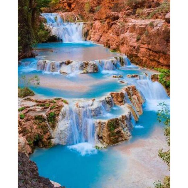 DIY Diamond Painting Landscape 5D Waterfall Art Picture Full Round Mosaic Home Decoration Gift