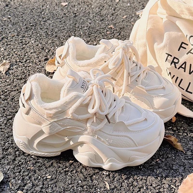 Daddy shoes women's 2025 new spring thick-soled heightening casual shoes muffin shoes little white shoes original design sense