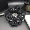 Pearl Mesh Splicing Scrunchie: Korean Style Color Block Fashion Stripes Hair Tie for Women