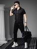 Ozhouzhan Hooded cardigan Short sleeve T-shirt Men's 2025 Summer New Trendy Ribbon Patchwork Thin Outerwear Men