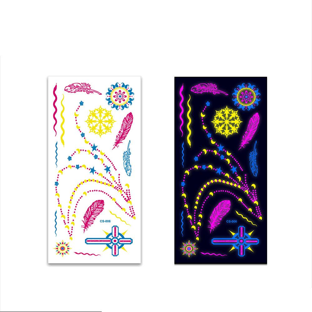 Halloween Fluorescent Stickers Funny Arm Ghost Face Waterproof Tattoo Stickers Women Men Party Supplies Masquerade Cosplay Props