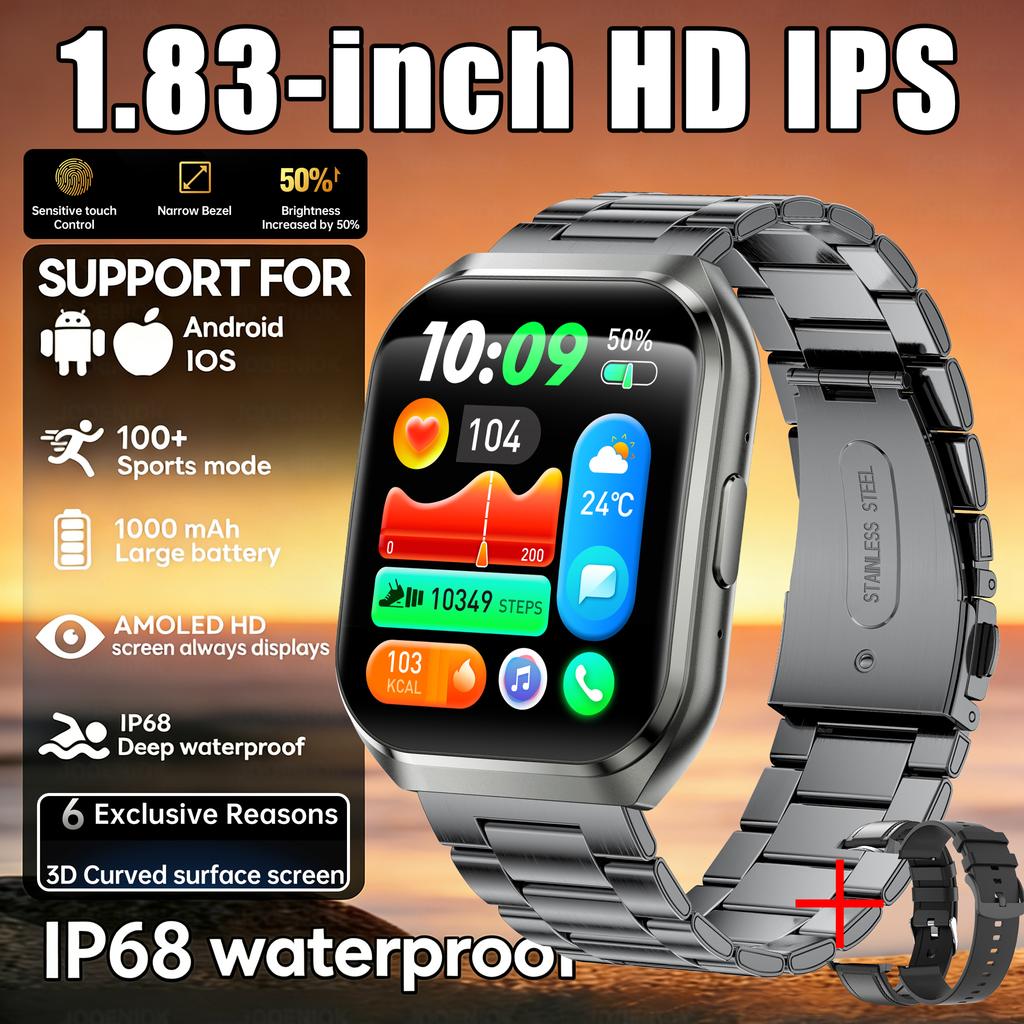 Premium GPS Smart Watch Altimeter 1.83''HD Screen1000mAh Large Battery Outdoor Compass Military Sports Smartwatch Men