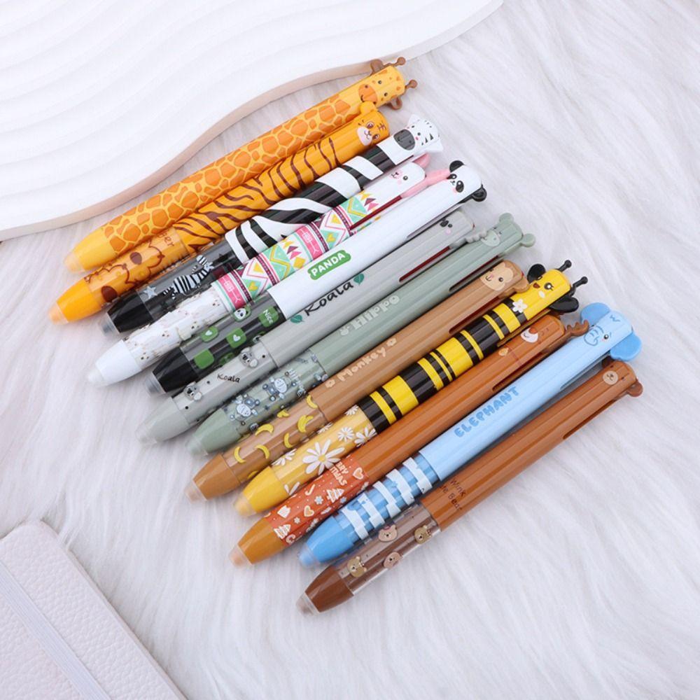 Multifunctional Erasable Ballpoint Pen Animal Design Quick-drying Neutral Pen Double Ink Color Signature Pens Student Test