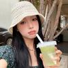 Temperament Straw Sun Hat Sweet Seaside Beach Cap Elegant Knitted Bucket Hat  Travel