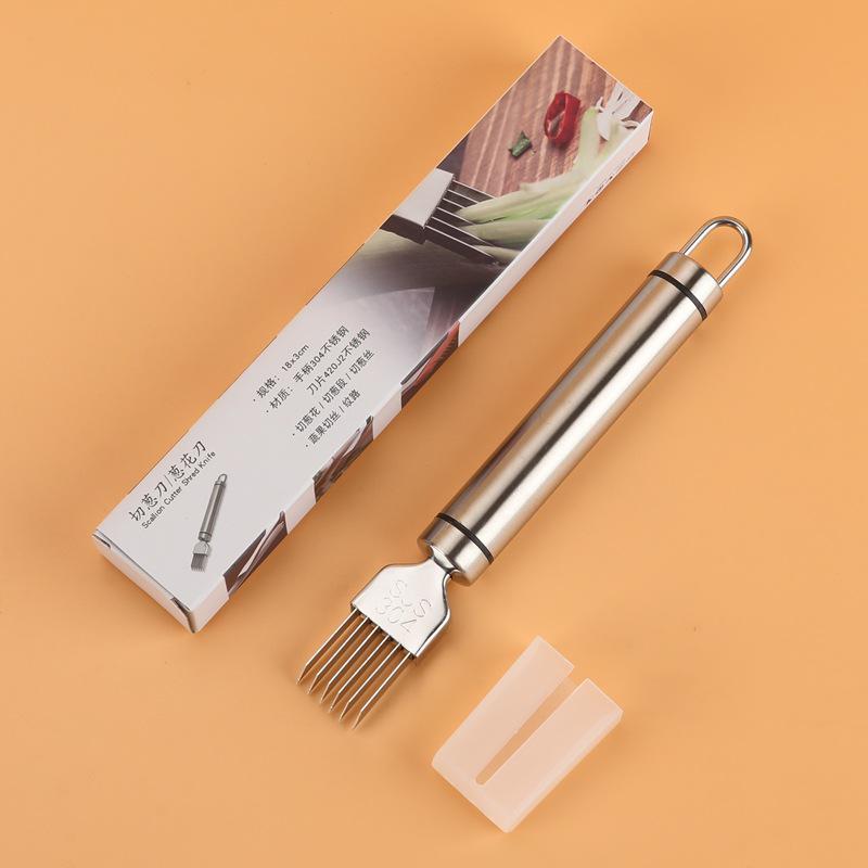 304 Stainless Steel Scallion and Onion Shredder Tool for Cutting, Flowering, and Texturing.