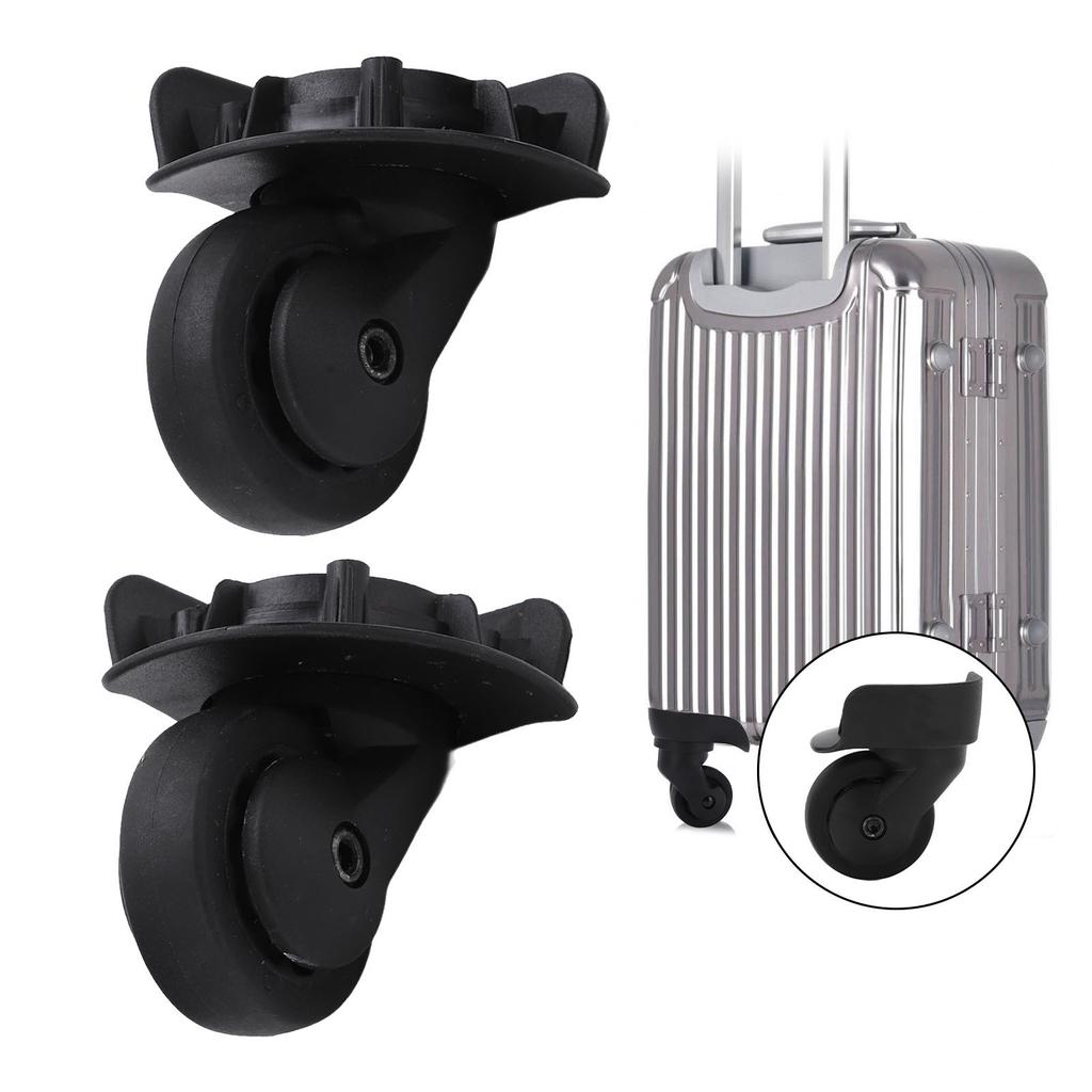 1 Pair Luggage Swivel Casters Plastic Mute Suitcase Swivel Wheel Repalcement Black A65