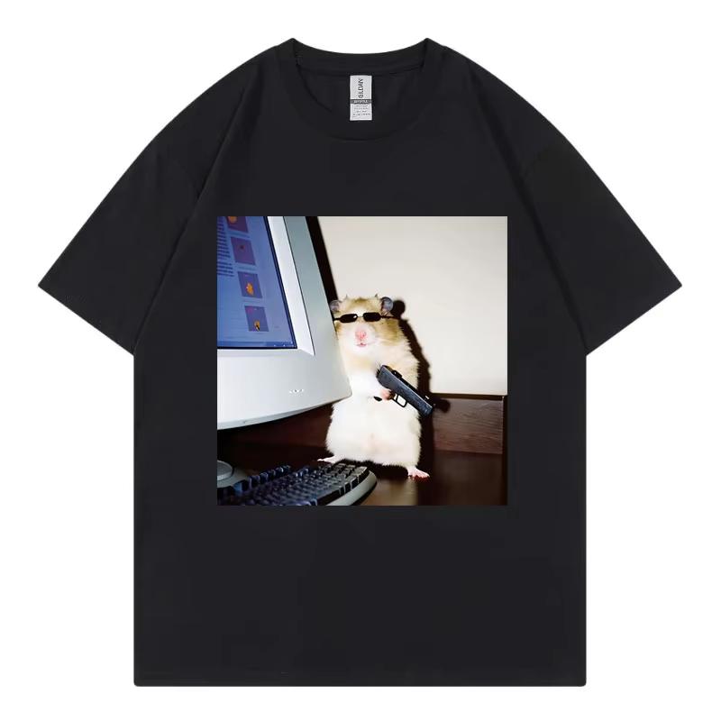 Funny Cyber Hamster Meme Graphic T Shirts Unisex Unisex Casual Fashion Oversized TShirt Summer Cotton Loose Short Sleeve TShirts