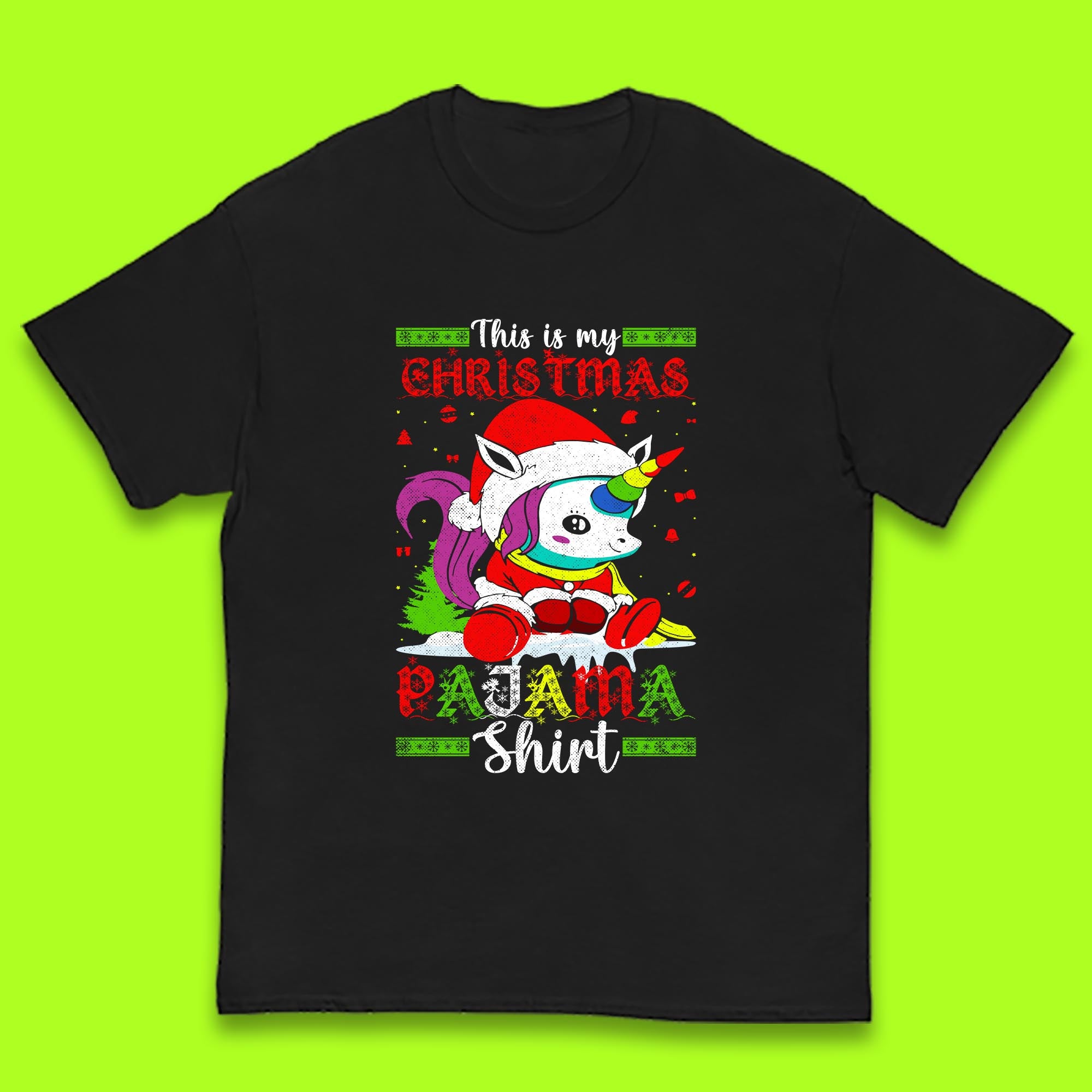 Christmas Unicorn Santa Costume Kids T Shirt This Is My Christmas Pajama Shirt Top 150