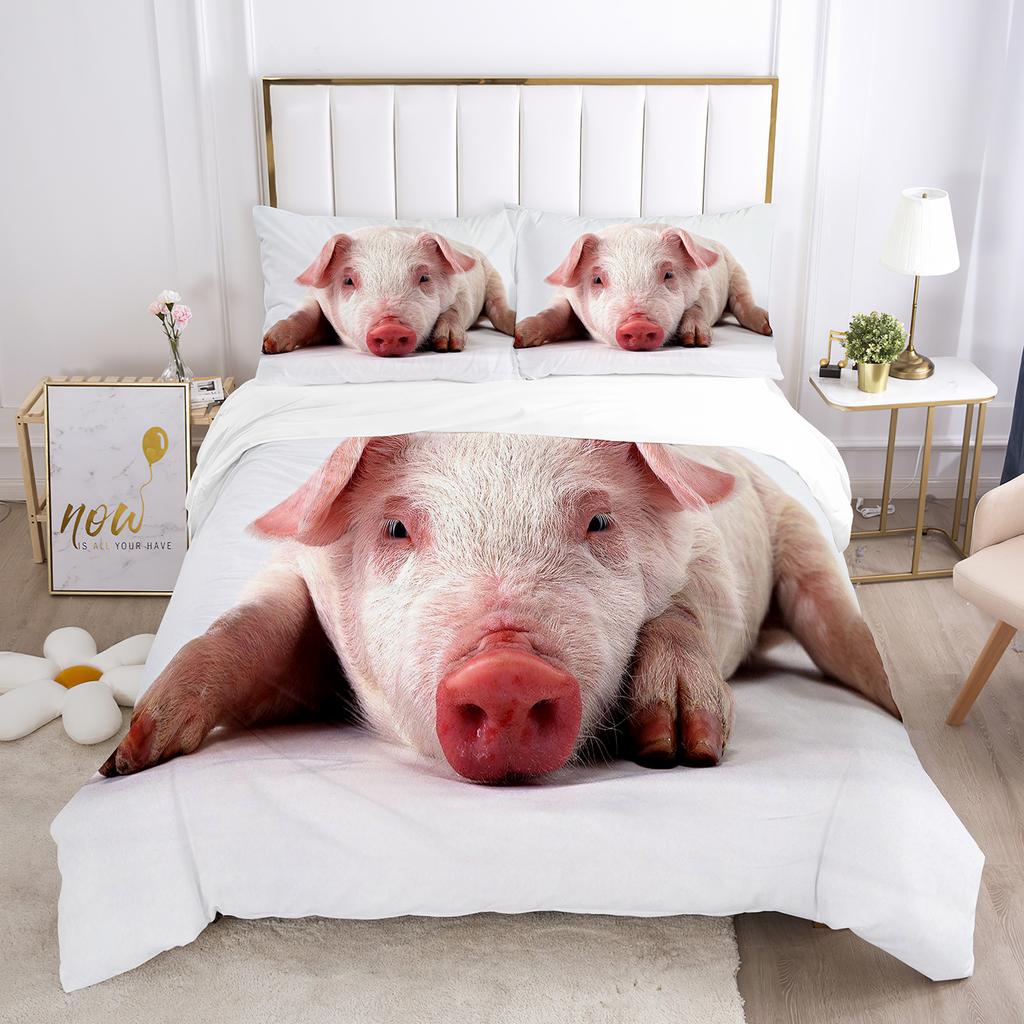 Comforter Pig Queen Size Microfiber Cute Pig Animal Theme Twin Bedding Set Farm Animal 2/3Pcs For Boys Girls