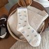Women's Autumn and Winter Fashion New Small Floral Cashmere Boneless Anti Pilling Tube Pile Socks