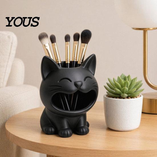 3D Printed Pen Cup Cat Shaped Candy Bowl, Cute Storage Container, Desktop Desk Organizer Holder, Versatile for Pencils Jewelry Hair Ties