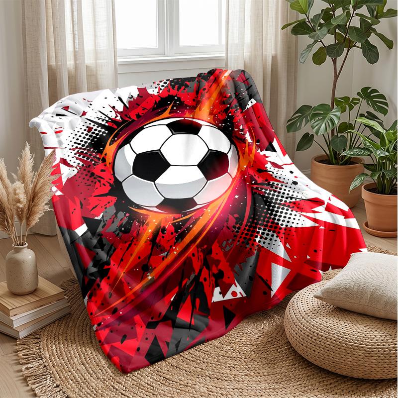 Soccer Ball In Abstract Art 1 Theme Blanket Lightweight Warm Flannel Blanket Decorative Throw Blanket for Home Decoration