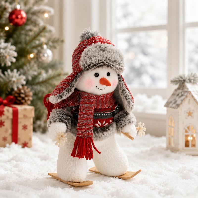 Christmas Decorations Set Snowman Figurine With Hat Tabletop Ornament Nordic Style Home Dining Room Holiday Display