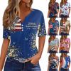 Damen T-Shirt Tee Bedruckt Knopf Kurzarm Tunika Täglich Wochenende Mode Basic V-Ausschnitt Regulär Top