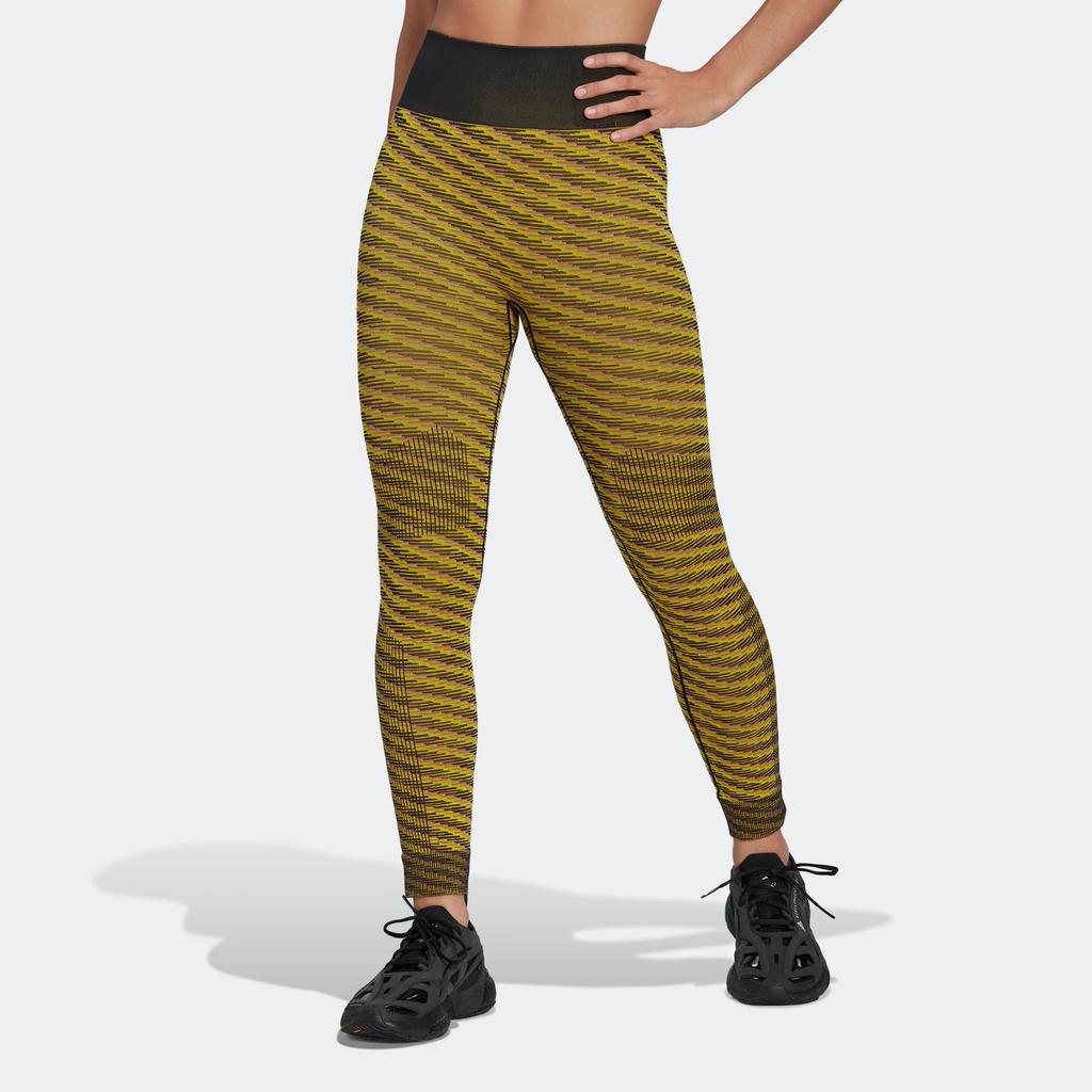 adidas Stella McCartney W Obcisłe Paski Elastyczne Legginsy Fitness Damskie Legginsy Żółte HI6049