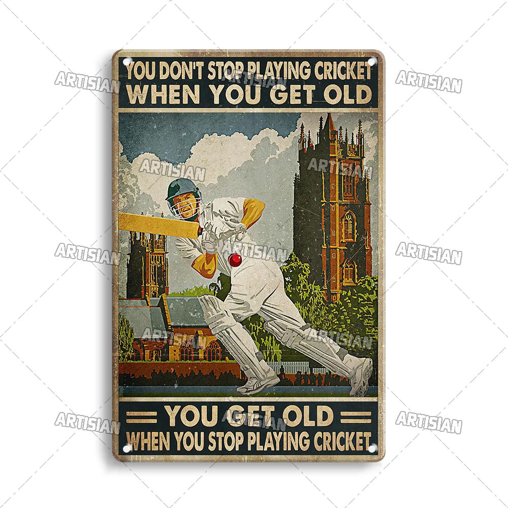 Mfoever Tin Sign Artisian SPORT Metal Sign Tennis Tin Poster Decorative Plate Badminton Cricket Pickleball Plaque Wall Decor Garage Bar Pub Club