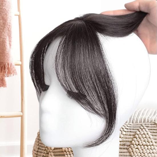 Women Clip-in Bangs Natural Wispy 3D French Bangs Forehead Hair Extensions Black Brown Side Bangs Fringe Wig Hairpieces