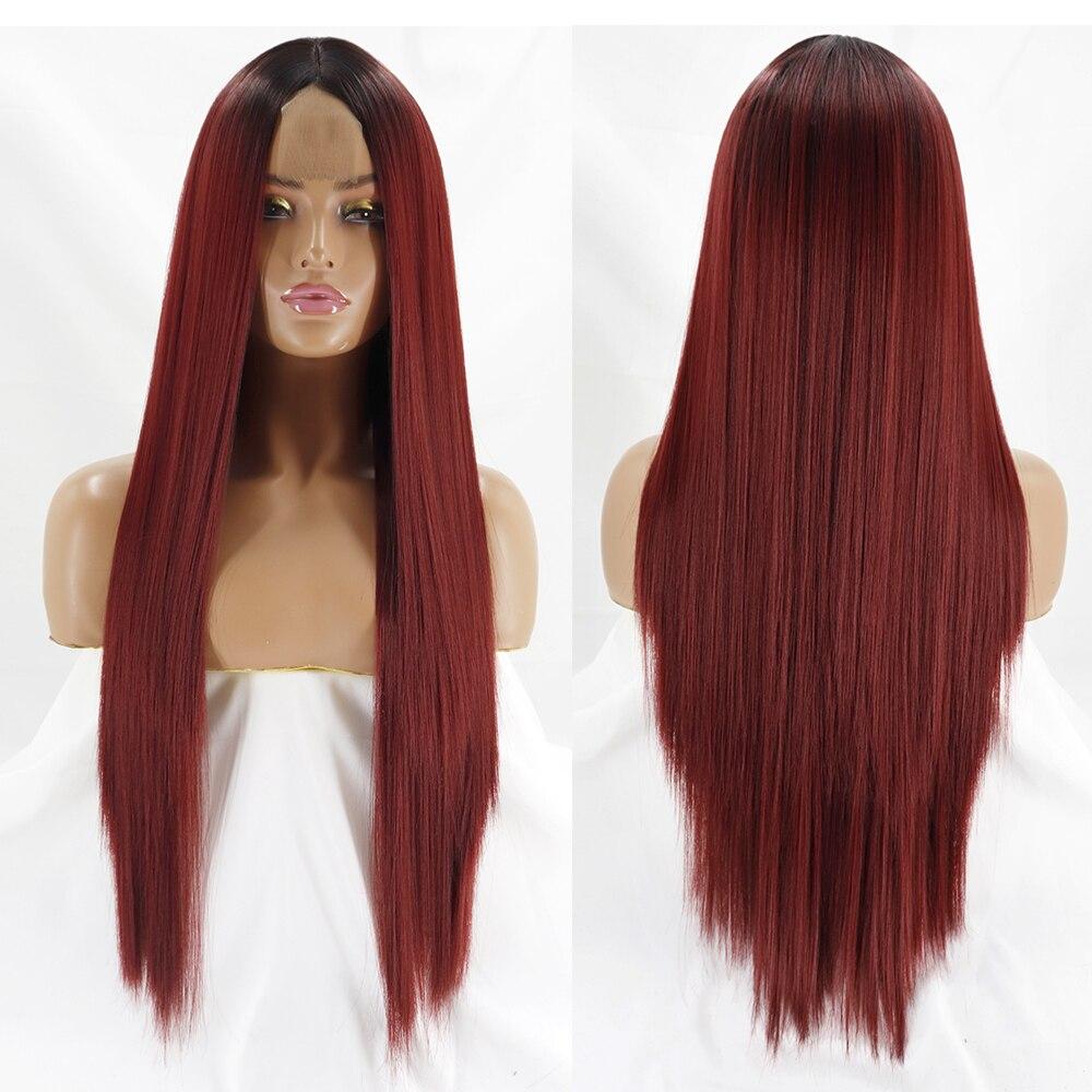 MERISIHAIR Long Straight Black Wigs Women Middle Part Synthetic Wig Heat Resistant Fiber Natural Looking Wig