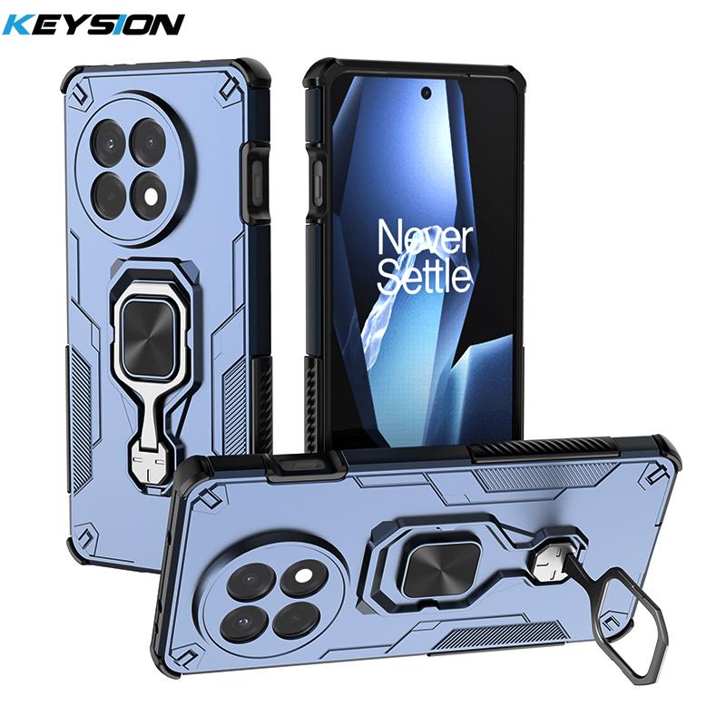 KEYSION Shockproof Case for OnePlus 13R 5G Soft Silicone+PC Upright Metal Ring Stand Phone Back Cover for OnePlus 1+Ace 5 Pro 5G