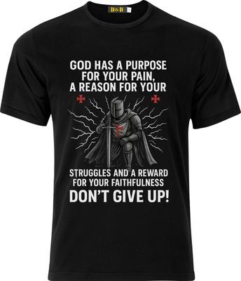 GOD Has a Purpose for Your Pain Don't Give Up D.T.F Black Cotton Adult T Shirt Mens Womens Tees Top