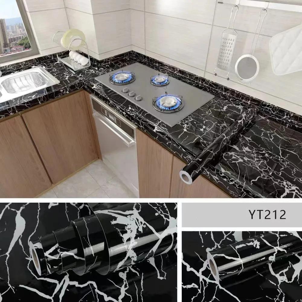 40cm Marble Vinyl Self Adhesive Wallpaper Waterproof Contact Paper PVC Wall Stickers for Kitchen Livingroom Home Decorative Film