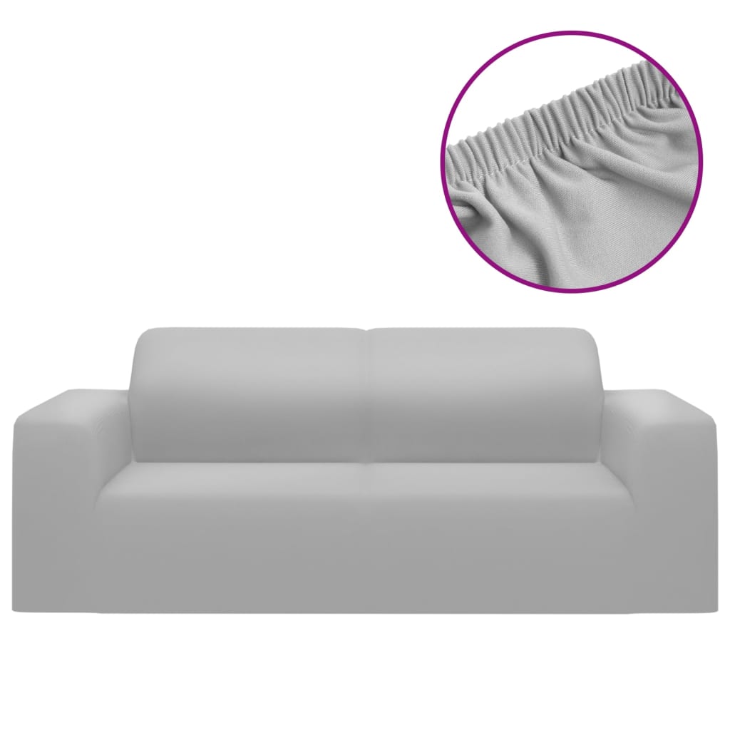 Vidaxl Elastic 2-Seater Sofa Cover, Grey, Jersey
