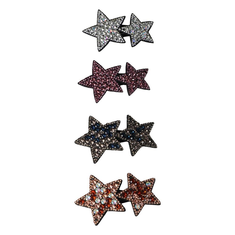 

Clip Shining Rhinestone Hair Clip Pentagrams Side Clip Women Hair Accessories Korean Style Barrette Silver