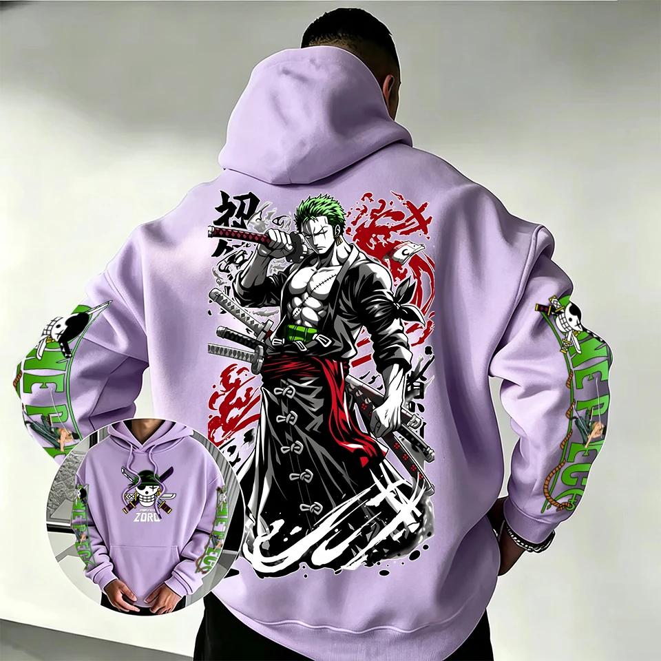 Roronoa Zoro Anime Grafická oboustranná mikina s potiskem rukávů Pánská