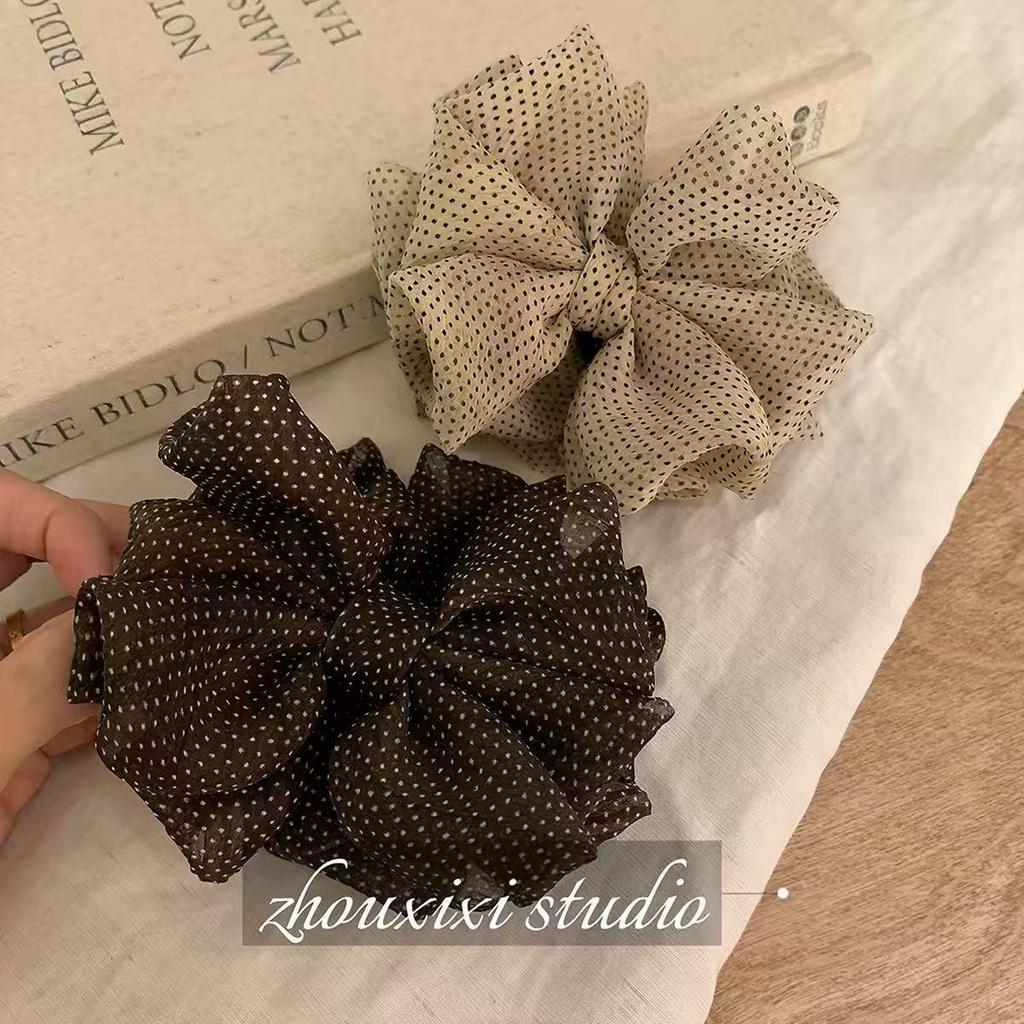 Korean Style Polka Dot Bow Banana Clip for Elegant Half-Up Hairstyles