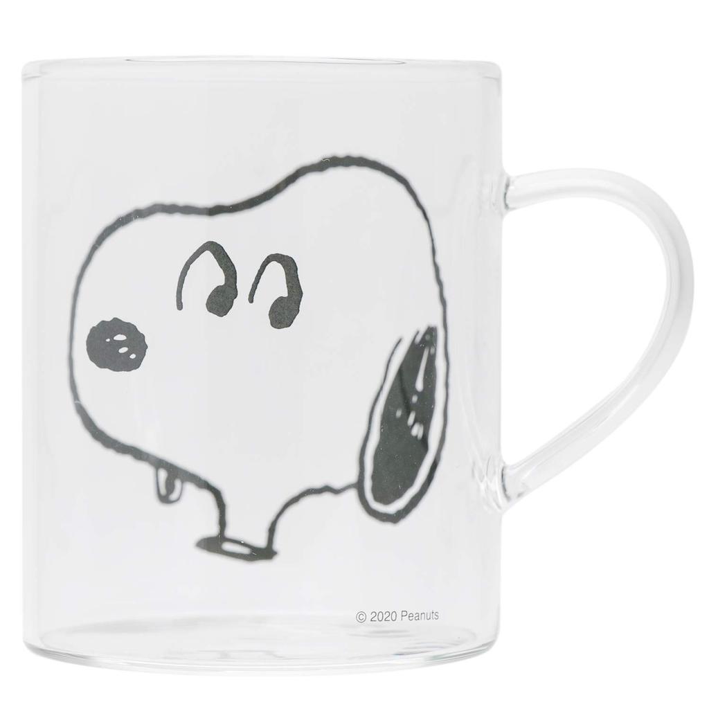 Marimocraft Snoopy Clear Mug, Heat-Resistant Glass, 330ml, Microwave-Safe, SPV-416,