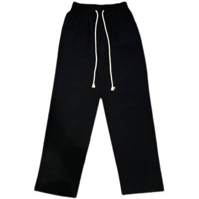 New Summer Draped Casual Pants for Women Black Versatile Drawstring Straight Trousers Loose Wide-leg Pants