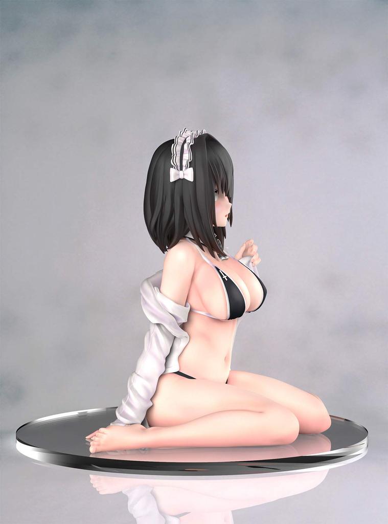 Manga artist and illustrator Shinchogen's "Black Swimsuit Maid" painted finished figure