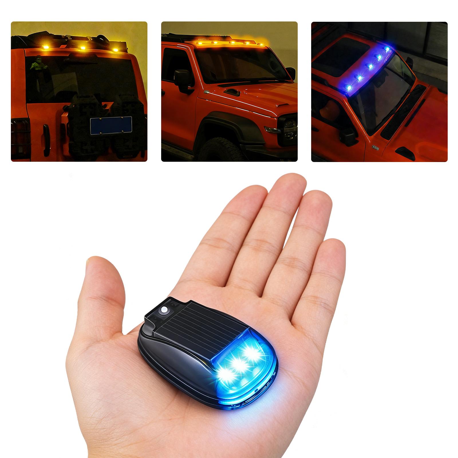 Solar Car Roof RGB Strobe Light with Remote Control Solar Powered Cab Lights No Drill for Truck Motorcycle Vehicle Night Driving