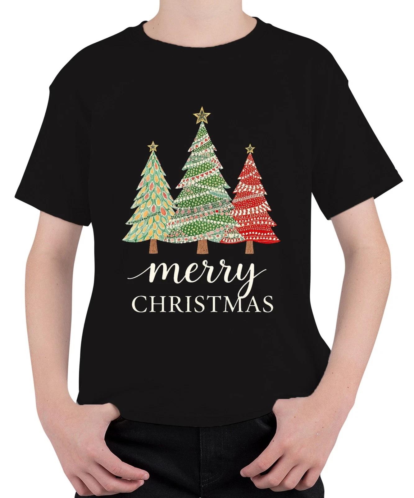 Merry Christmas Weihnachtsbäume Tannenbaum Trio Festlich Vintage Unisex Kinder T M