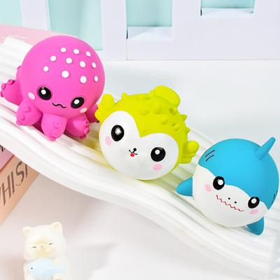 Brinquedo para Cachorro Animal Marinho Polvo de Látex Barulhento Brinquedo para Mastigar Cachorro Tubarão Flutuante Peixe Baiacu Brinquedo para Cachorros Jogo de Buscar