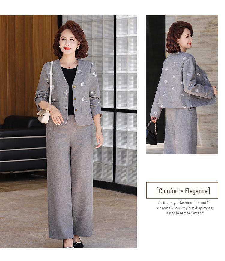 

2026 New Style Autumn Jacket & Two-Piece Outfit for Middle-aged Women XL for up to 105 lbs серый