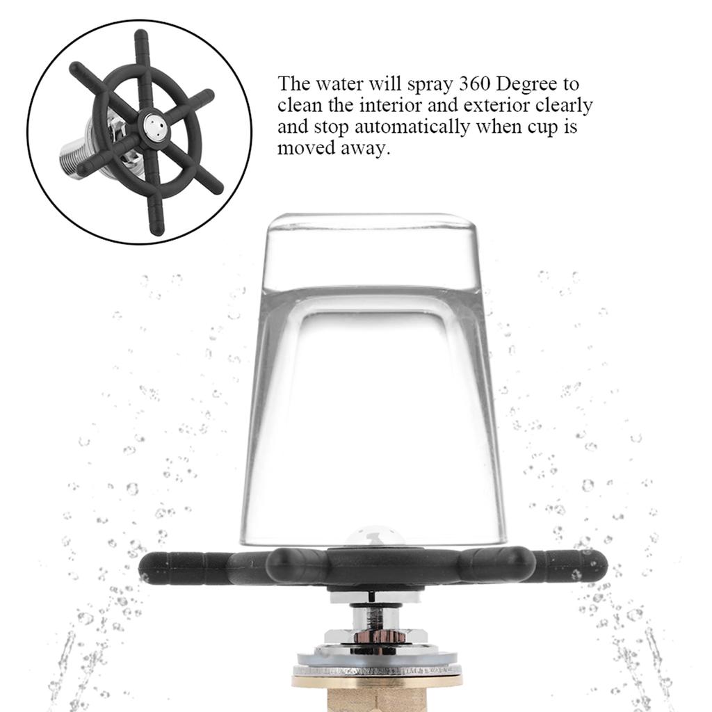 Stainless Steel Bar Glass Rinser, No Power Required, 360 Degree Spray, Multi-Function, Suitable for Various Cups, Energy Saving