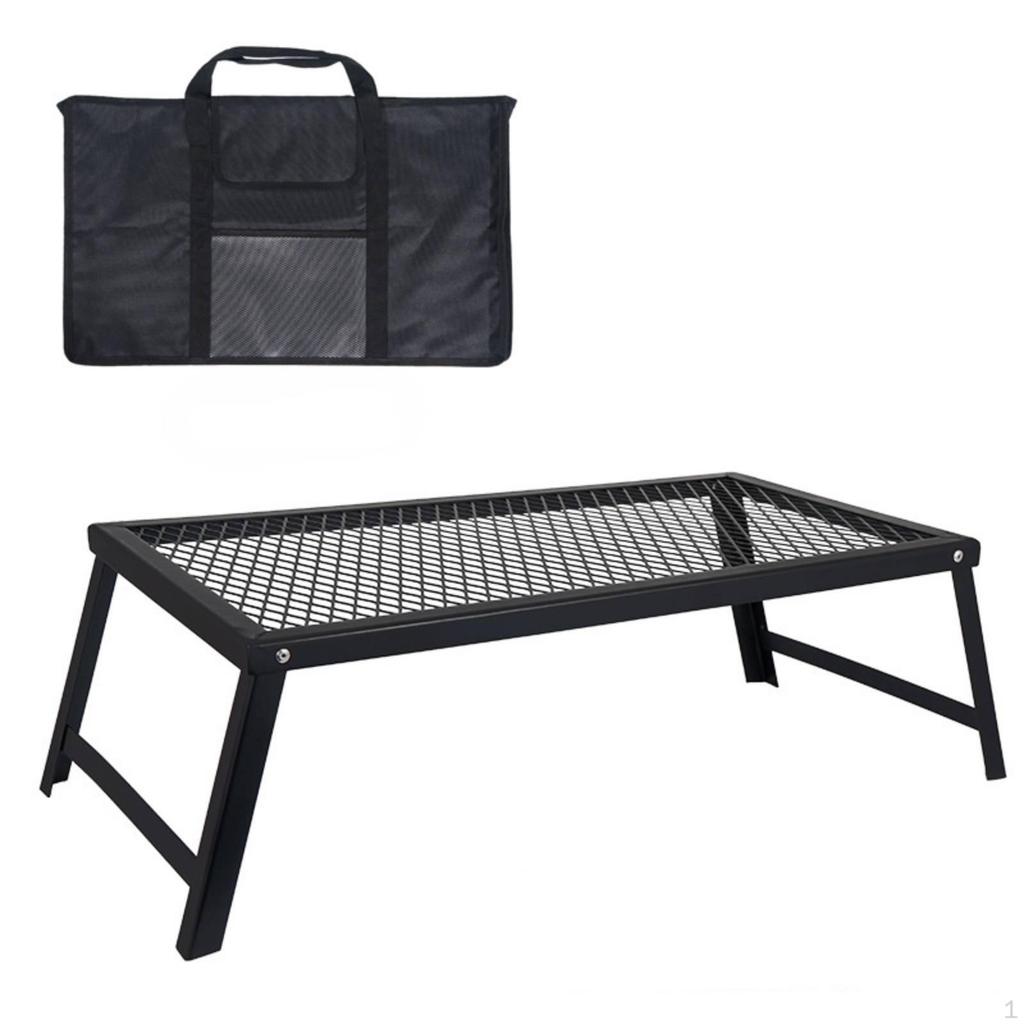 Camping Table with Mesh Desktop Foldable Outdoor Folding Compact Furniture for Campers,