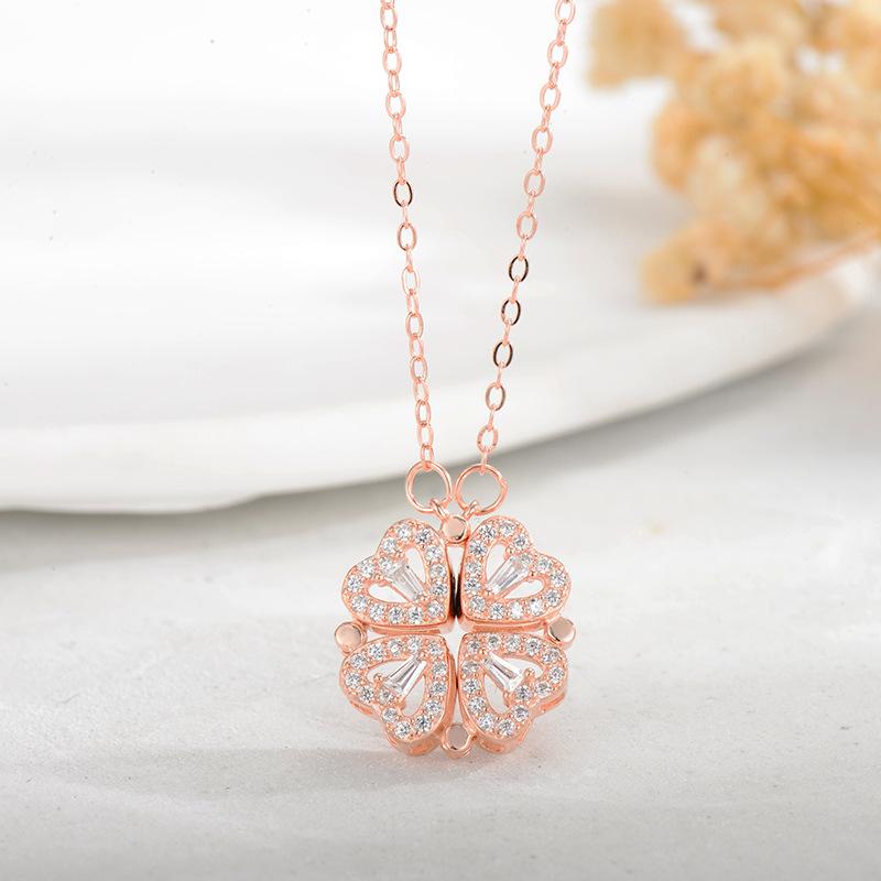 Sterling Silver S925 Heart Clover Necklace for Women - Versatile Fashion Design