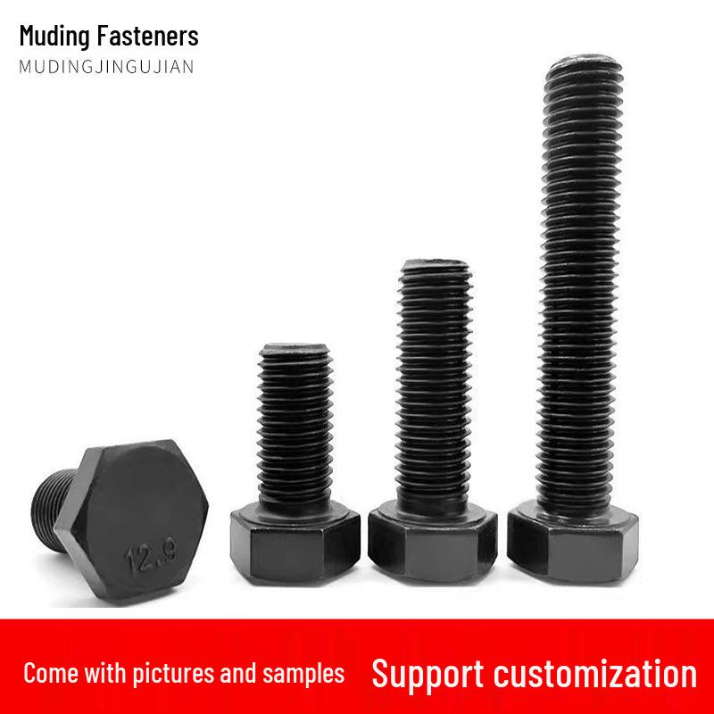 High-Strength Full/Half Thread Hex Head Screws - Black Oxidized Finish