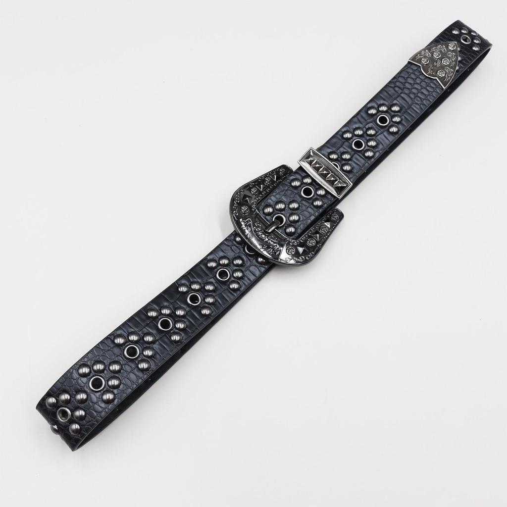 Subculture Punk Y2K Hollow-Out Rivet Eyelet Street Style Jeans Belt