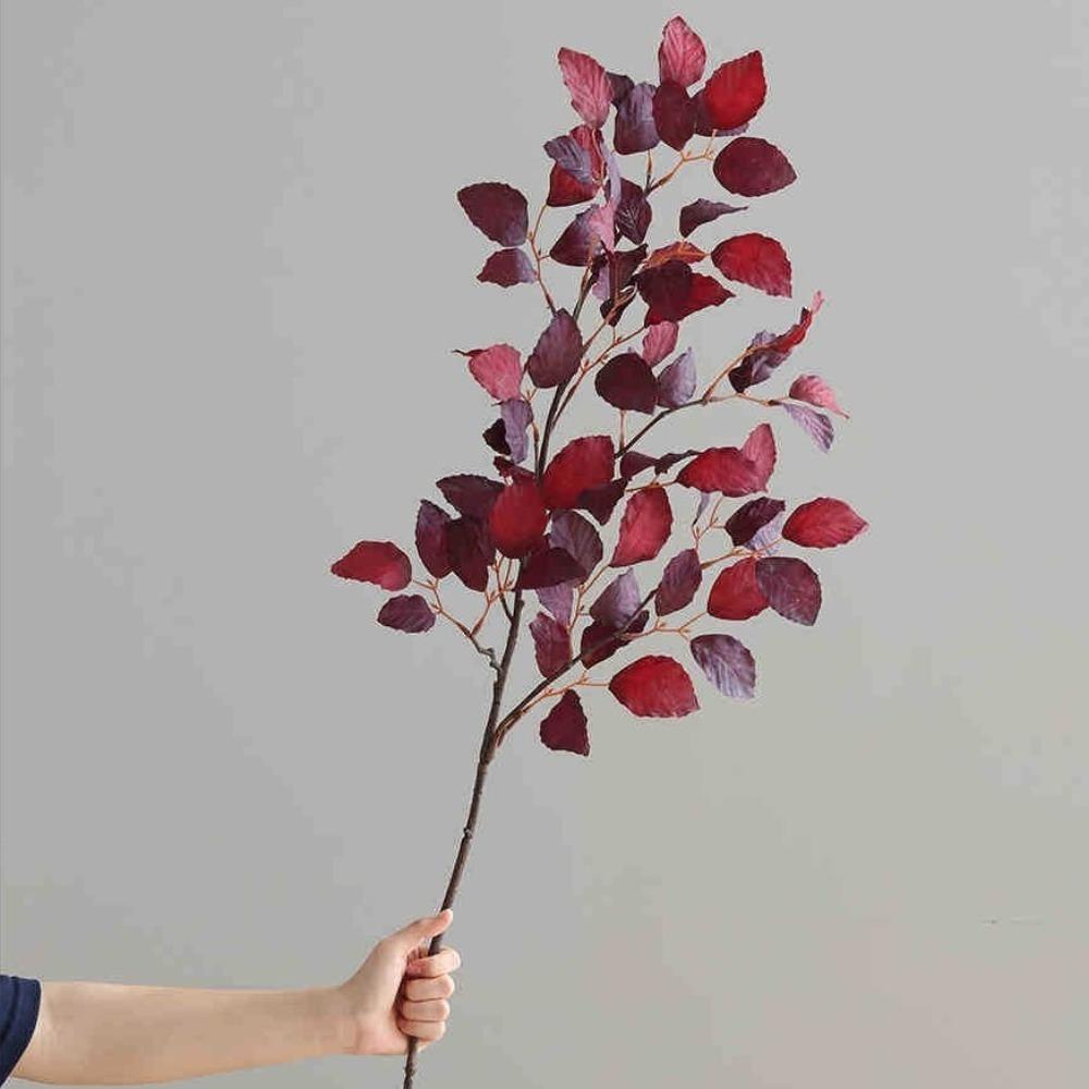Luxury Simulation Silk Beech Leaf Floral Green Plants Leaves Artificial Long Beech Branch  Hotel