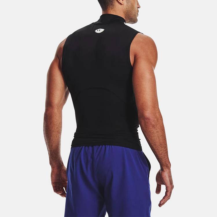 Under Armour High Neck Sleeveless Compression Sports Shirt Men Tops Black 1361521-001
