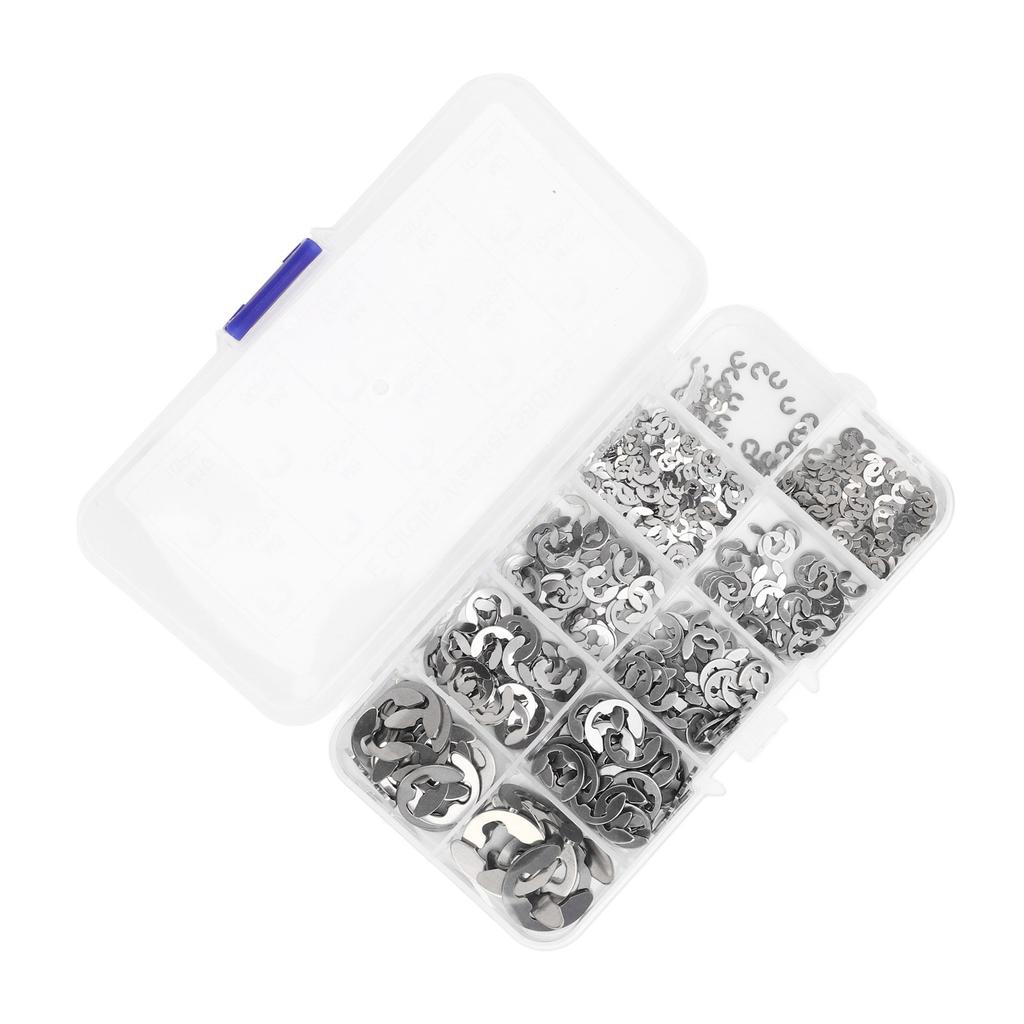 580Pcs E Circlip Washer Set with Storage Box Stainless Steel Firm Fixing E Type Retaining Washer
