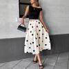 Cross-border Foreign Trade 2026 Summer New White Umbrella Skirt European and American Polka Dot Skirt Elastic Retro Elegant A-shaped Skirt