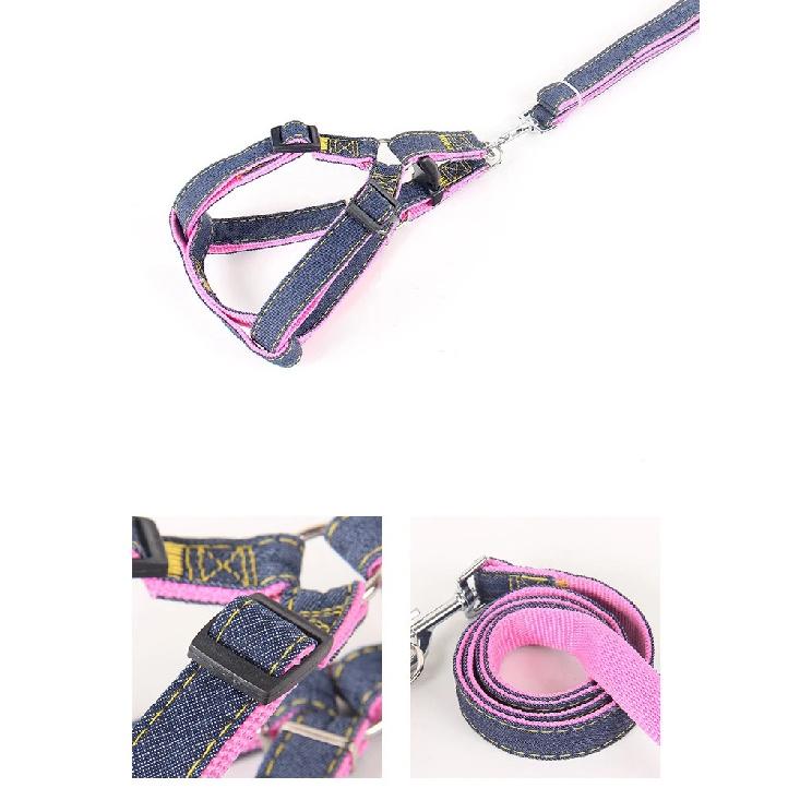 Pet Chest and Back Thick Wear-resistant Vest Denim Sewn Cloth Chest and Back Dog Leash Pet Leash Is Durable