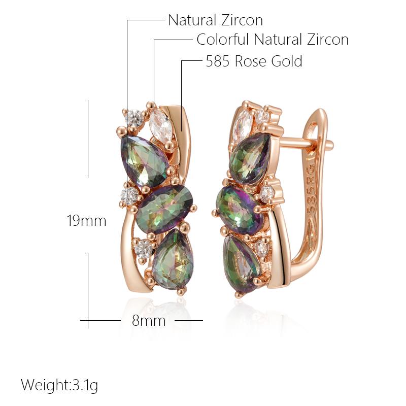 New Rose Gold Drop Earrings For Women Delicate Cut Dazzling Colorful Natural Zircon Accessories Daily Fine Jewelry