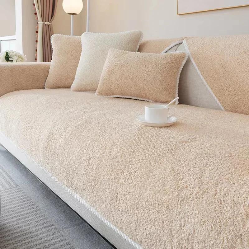 Varmt fløyelssofahåndkle for vinteren Mykt plysj sofatrekk for stue Seksjonsform L-form Sklisikkert sofatrekk