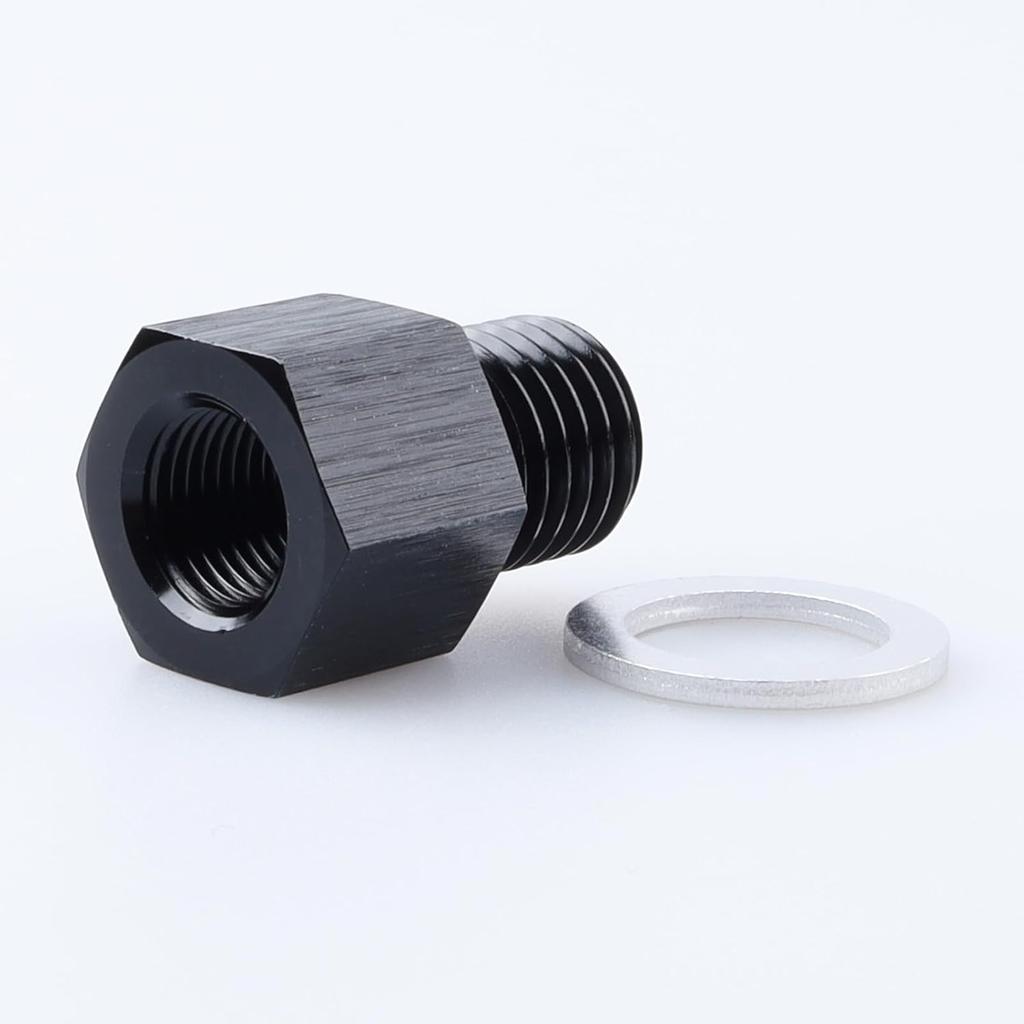 AC PERFORMANCE Reducing Bush Female 1/8 NPT To Male Metric M12 x 1.5mm Adapter Aluminum Black