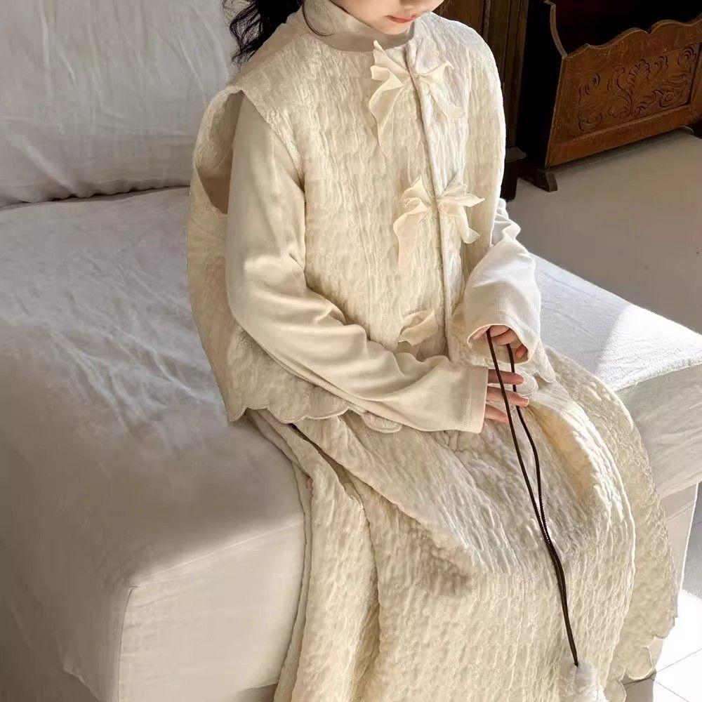 2025 Dívčí elegantní set v čínském stylu vesta a sukně - Třídílný jarní/podzimní outfit